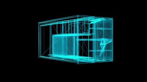 3D Wireframe Architecture Blueprint for Digital Construction Design Stock Footage 344726802