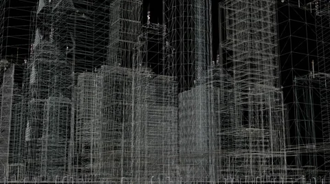 3d wireframe buildings over black background Vidéo 56239954