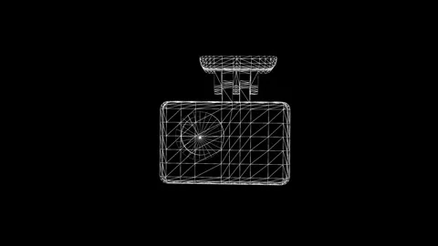 3D Wireframe Camera Model Render with High Detail and Precision in Monochro.. Stock Footage 341778697