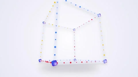 3D wireframe cube rotating animation loop Stock Footage 345729576