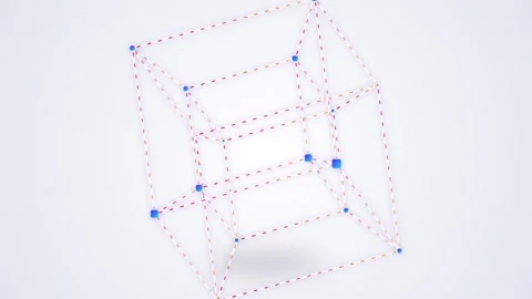 3D wireframe cube rotating animation stock footage Stock Footage 345729591