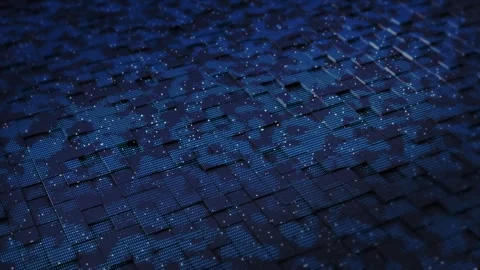 3D wireframe cube waves abstract futuristic digital mesh data engineer geometric Stock Footage 292907859