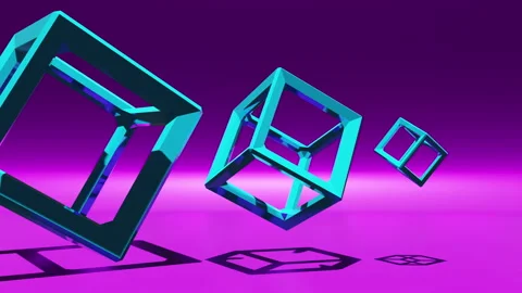 3D wireframe cubes looping animation in ... | Stock Video | Pond5