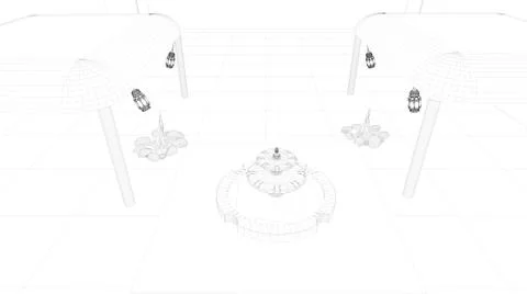 3d wireframe desert scene Illustrazione stock