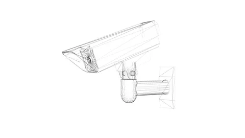 3D Wireframe Design of a Security Camera Captured from Different Angles and.. 스톡 동영상 344726573