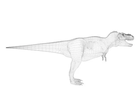 3d wireframe dinosaur Stock Illustration