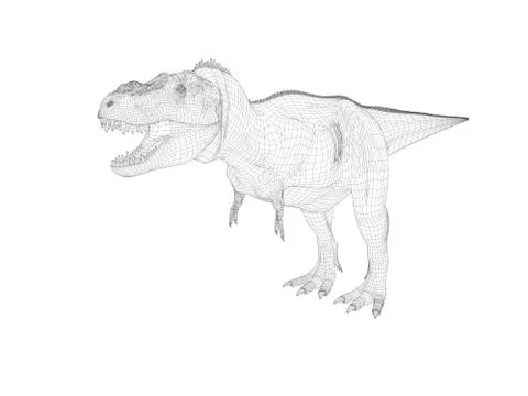 3d wireframe dinosaur Illustrazione stock