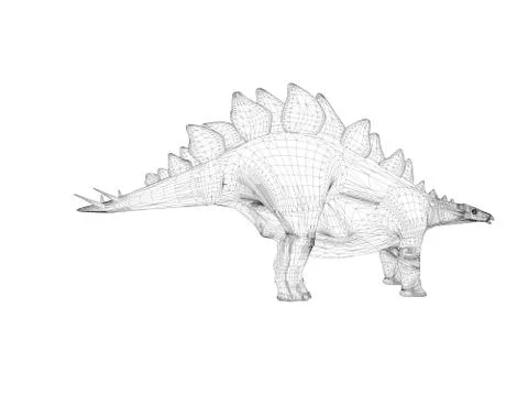 3d wireframe dinosaur Stock Illustration