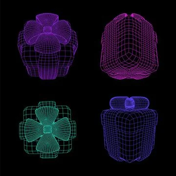 3d wireframe gift box for cyber futuristic design Stock Illustration