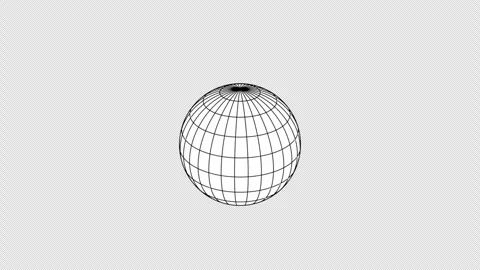 3D Wireframe Globe Sphere Rotating 4K Loop Transparent Alpha 動画素材 337017478