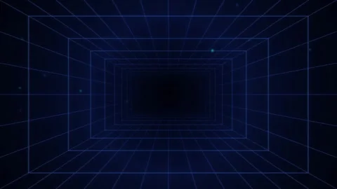 3D wireframe grid perspective tunnel seamless loop motion background Stock Footage 346332236