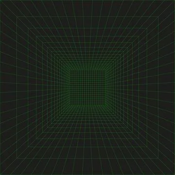 3d wireframe grid room in perspective. Ilustração Stock
