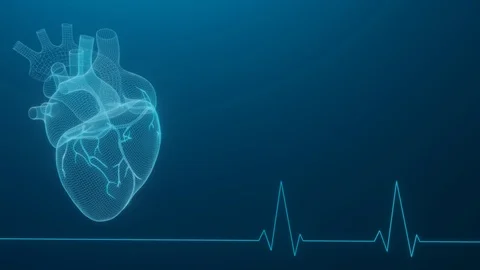 3D wireframe hearts render isolated white backgrounds,  3d render Video stock 108668870