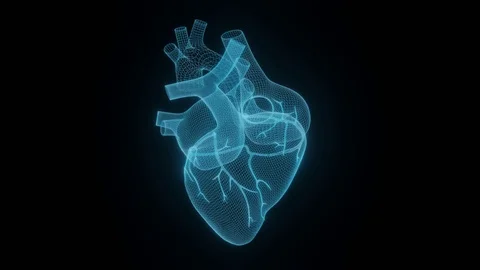 3D wireframe hearts render isolated white backgrounds, 3d render Video stock 108668911