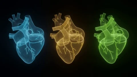 3D wireframe hearts render isolated white backgrounds  3d render Video stock 108669060