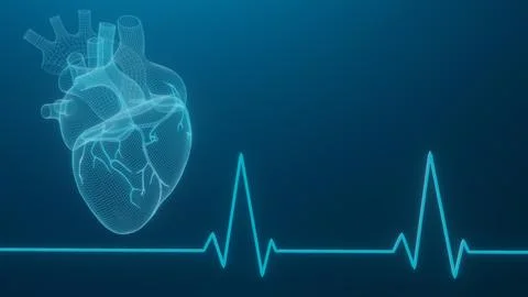 3D wireframe hearts render isolated white backgrounds, Abstract Heart icon .. Stock Illustration