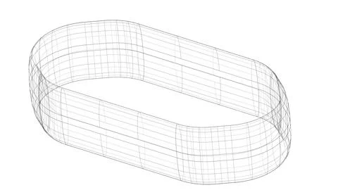 3D wireframe illustration of a rectangular ground structure Stock Illustration