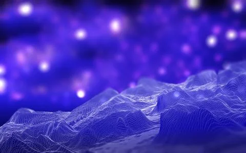 3D wireframe landscape on defocussed background Stock Illustration