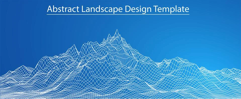 3D Wireframe Landscape Illustrazione stock