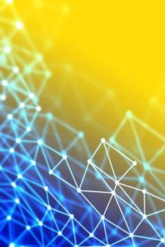 3D wireframe mesh - cloud network technology or science background Illustrazione stock
