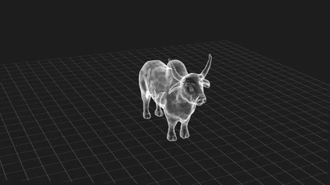 3D Wireframe Model of a Bull Showcasing Virtual Reality and Digital Artistry 库存影片 343121123