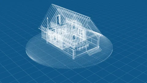 3D Wireframe Model of Modern House with Detailed Architectural Design 库存影片 334584719