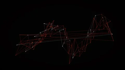 3D wireframe model with red lines on black background Stock Footage 340154216