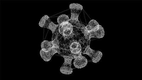 3d wireframe model of a virus on a black background. 3d rendering Stock-Illustration