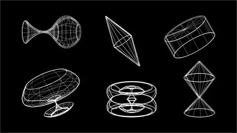 3D wireframe models of objects Network line. Stock Illustration