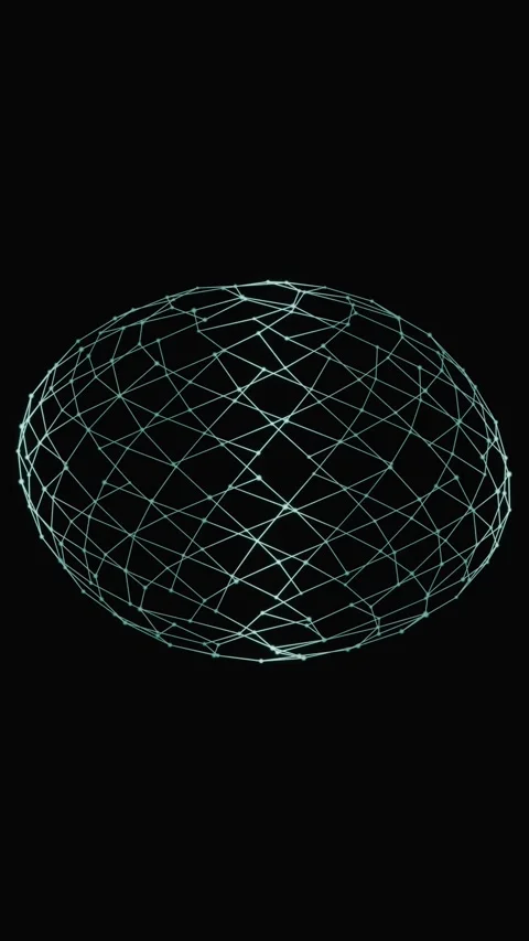 3D wireframe plexus sphere rotating on black background Stock Footage 346663321