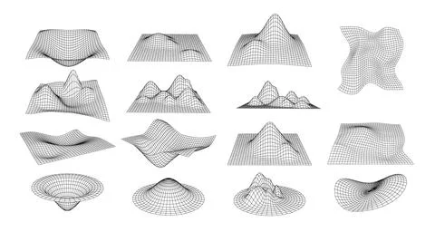 3d wireframe shape collection. Stock Illustration