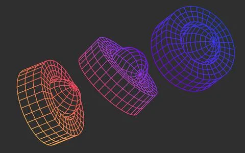 3d wireframe shapes icons set, abstract geometric mesh polygon spheres with Stock Illustration