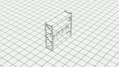 3D Wireframe Shelf Rack Reveal Animation Dark 動画素材 339641518