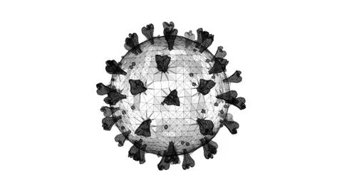3D wireframe of a single coronavirus particle on a white background Stock-Illustration