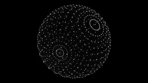 3d wireframe sphere with dots and lines on it on black background. 3d renderi 스톡 일러스트