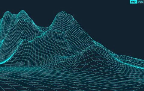 3D Wireframe Terrain Wide Angle EPS10 Vector Stock-Illustration