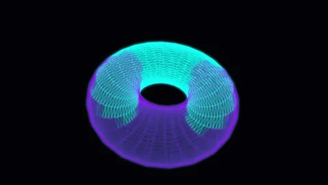 3D wireframe torus animation rotating on black background Stock Footage 346157860