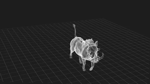 3D Wireframe Warthog Model Exhibiting Complexity in Virtual Space 库存影片 343036368