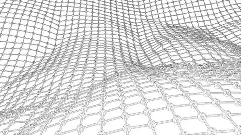 3d wireframe wave net surface 스톡 일러스트