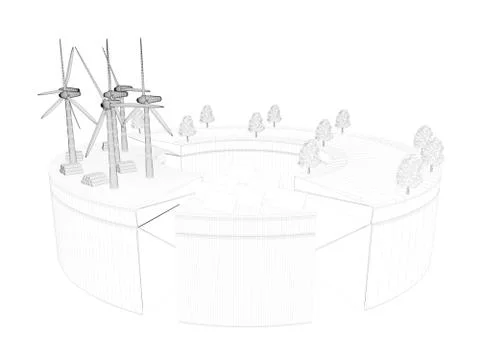 3d wireframed scene Stock-Illustration