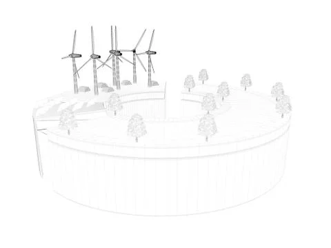 3d wireframed scene Stock Illustration