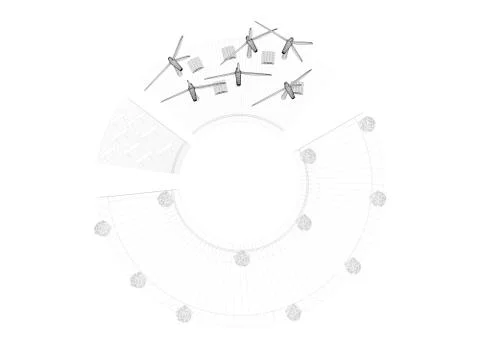 3d wireframed scene Stock Illustration