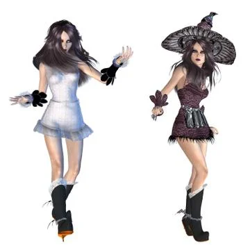 3d witch Stock Illustration