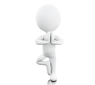 3d Withe people doing yoga exercise Illustrazione stock