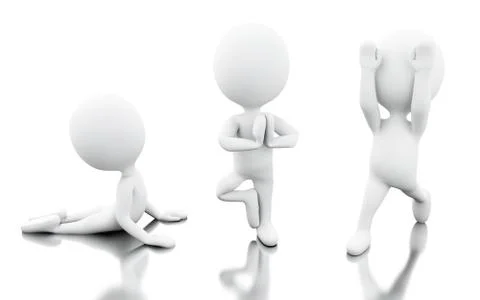 3d Withe people doing yoga exercise Illustrazione stock