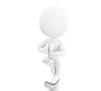 3d Withe people doing yoga exercise Illustrazione stock