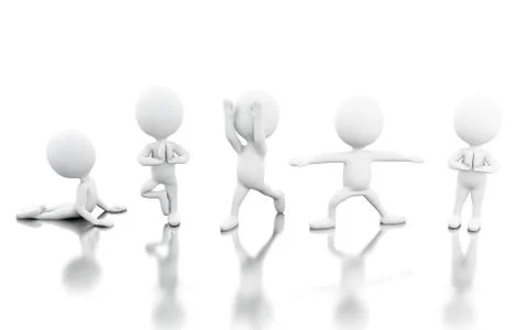 3d Withe people doing yoga exercise Illustrazione stock