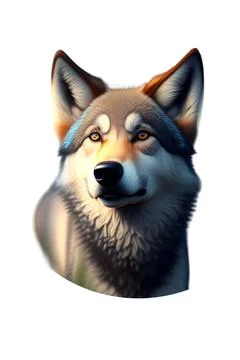 3D wolf in circle cut. 3D Illustration Stock Illustration