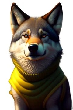 3D wolf in white background. 3D Illustration Stock Illustration