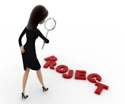 3d woman examine project using magnifying glass concept 3d woman examine p... Stock Photos